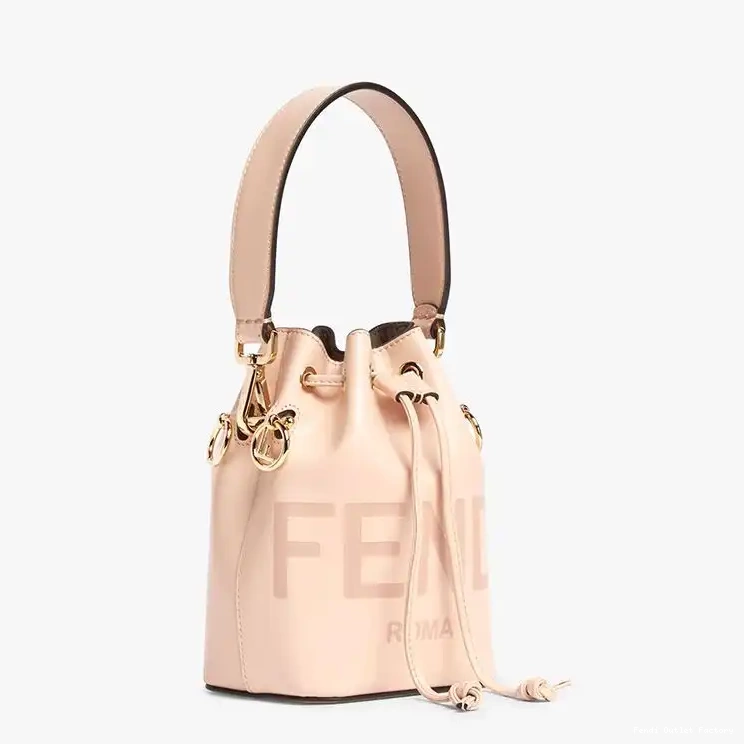 Affordable HOT Leather Bucket Logo ROMA Tresor Fendi Mini Calf Mon Bag In Cherry 0602